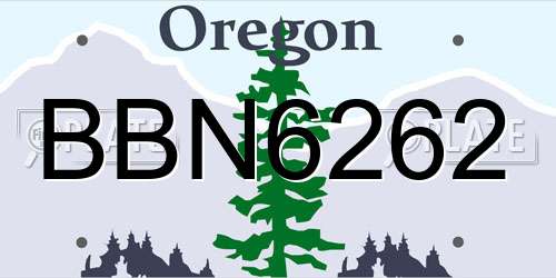 BBN6262 Oregon License Plate