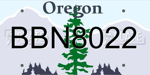 BBN8022 Oregon License Plate