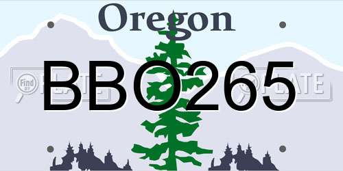 BBO265 Oregon License Plate
