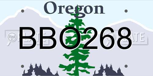BBO268 Oregon License Plate