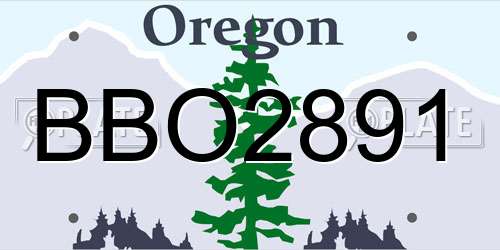 BBO2891 Oregon License Plate