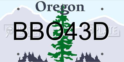 BBO43D Oregon License Plate