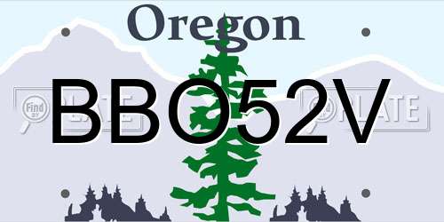 BBO52V Oregon License Plate