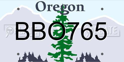 BBO765 Oregon License Plate