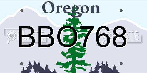BBO768 Oregon License Plate