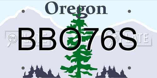 BBO76S Oregon License Plate