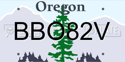 BBO82V Oregon License Plate