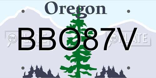 BBO87V Oregon License Plate