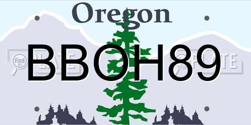 BBOH89 Oregon License Plate