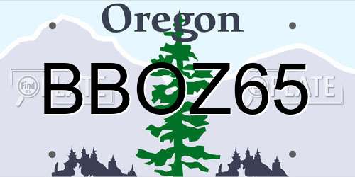 BBOZ65 Oregon License Plate