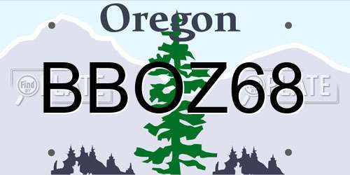 BBOZ68 Oregon License Plate