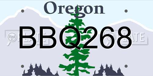 BBQ268 Oregon License Plate