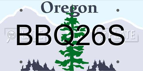 BBQ26S Oregon License Plate