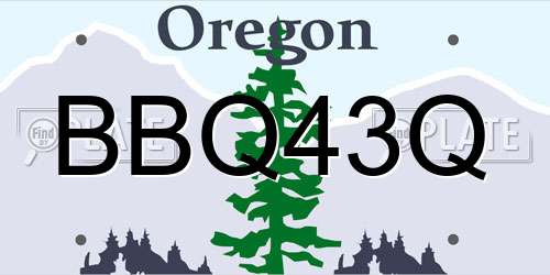 BBQ43Q Oregon License Plate