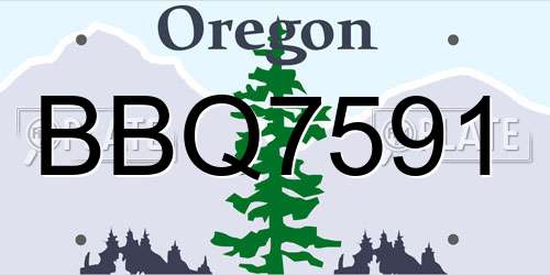 BBQ7591 Oregon License Plate