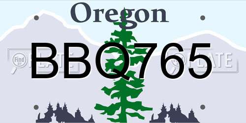 BBQ765 Oregon License Plate