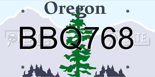 BBQ768 Oregon License Plate
