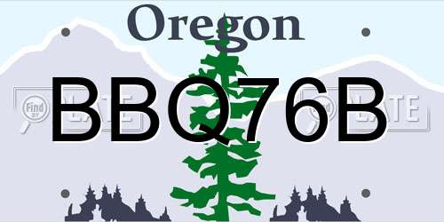 BBQ76B Oregon License Plate