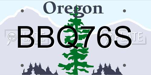 BBQ76S Oregon License Plate