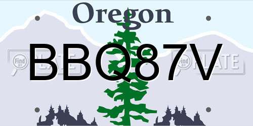 BBQ87V Oregon License Plate