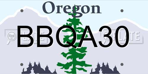 BBQA30 Oregon License Plate