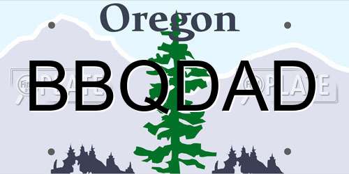 BBQDAD Oregon License Plate