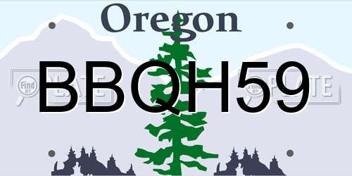 BBQH59 Oregon License Plate