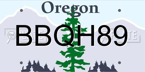 BBQH89 Oregon License Plate