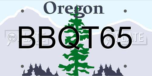 BBQT65 Oregon License Plate