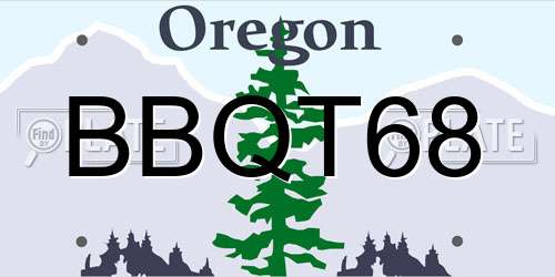 BBQT68 Oregon License Plate