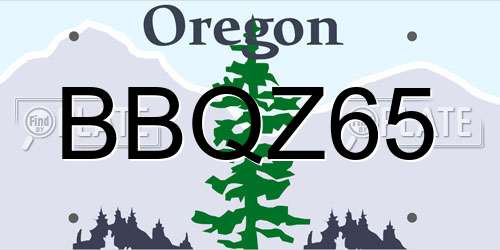 BBQZ65 Oregon License Plate