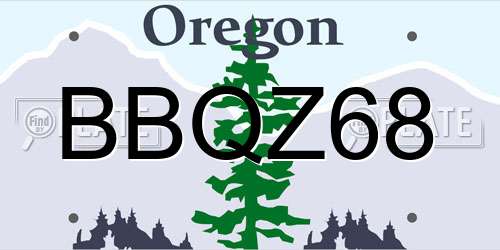 BBQZ68 Oregon License Plate