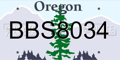 BBS8034 Oregon License Plate