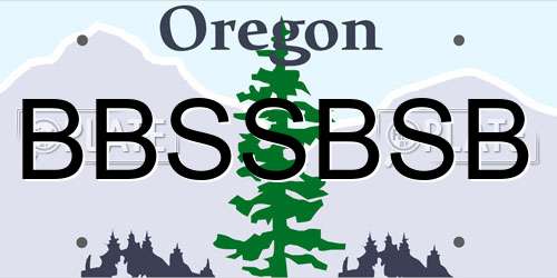 BBSSBSB Oregon License Plate