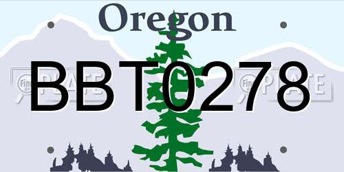 BBT0278 Oregon License Plate