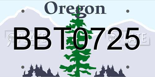 BBT0725 Oregon License Plate
