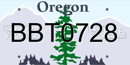 BBT0728 Oregon License Plate