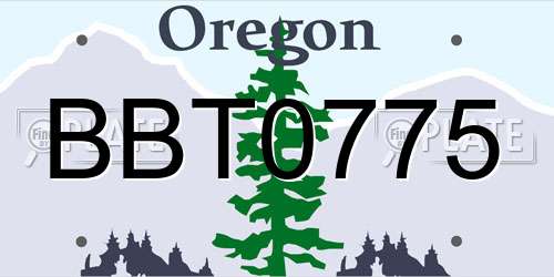 BBT0775 Oregon License Plate