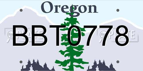 BBT0778 Oregon License Plate