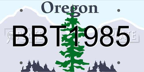 BBT1985 Oregon License Plate