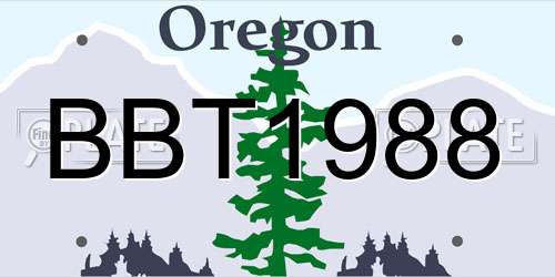 BBT1988 Oregon License Plate