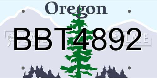 BBT4892 Oregon License Plate