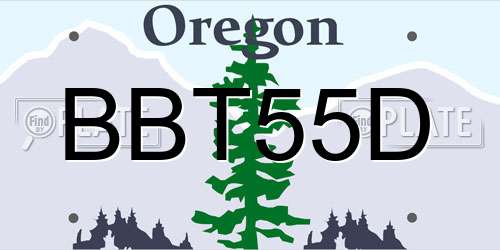 BBT55D Oregon License Plate