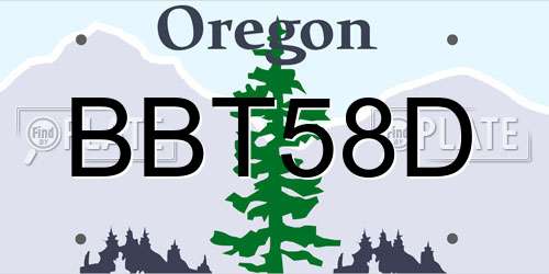 BBT58D Oregon License Plate