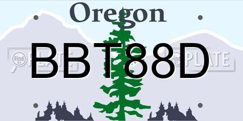BBT88D Oregon License Plate
