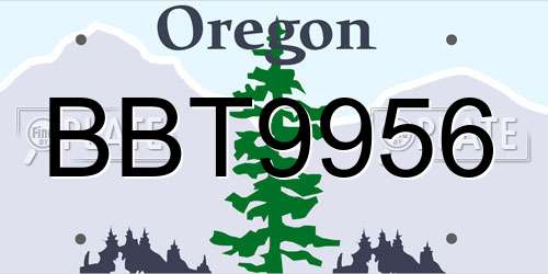 BBT9956 Oregon License Plate