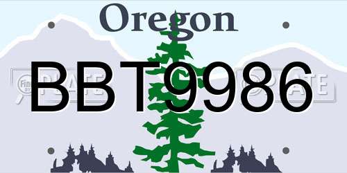 BBT9986 Oregon License Plate