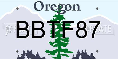 BBTF87 Oregon License Plate