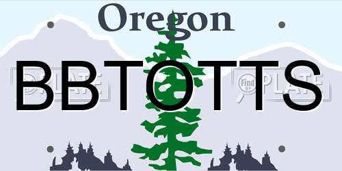 BBTOTTS Oregon License Plate