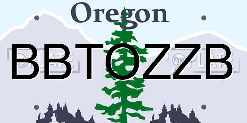 BBTOZZB Oregon License Plate